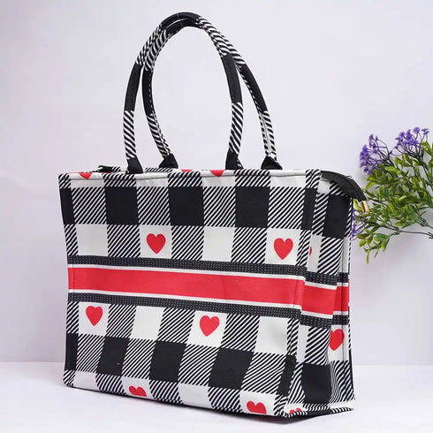 Customized Christmas Hearts Printed Box Tote Bag
